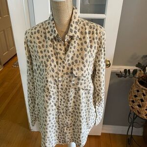 Equipment Cream and Gray Button Down Shirt